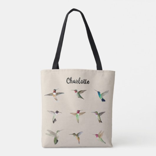 Aangepast beige Noord-Amerikaanse Hummingvogels Tote Bag (Achterkant)