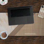 Aangepast beige Tan Taupe Brown Leather Marble Kij Bureaumat