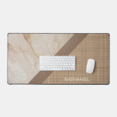 Aangepast beige Tan Taupe Brown Leather Marble Kij Bureaumat (Keyboard & Muis)