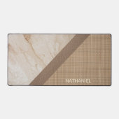Aangepast beige Tan Taupe Brown Leather Marble Kij Bureaumat (Voorkant)