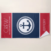 Aangepast bemanningskapitein Nautical Sailboat Anc Strandlaken (Voorkant)