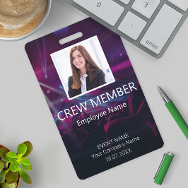 Aangepast bemanningslid barcode-evenement paarse b badge
