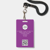 Aangepast bemanningslid QR-code evenement Paarse b Badge (Achterkant met lanyard)
