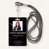 Aangepast bemanningslid QR Code Event Marbling Bad Badge (Voorkant met draagriem)