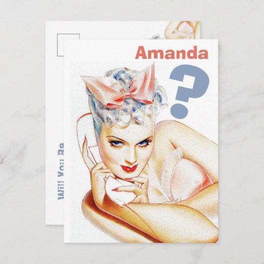 Aangepast, ben je mijn bruidsmeisje? uitnodiging briefkaart (Voorkant / Achterkant)