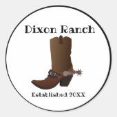 Aangepast bereik ingesteld op Cowboy Boot Ronde Sticker (Voorkant)