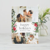 Aangepast bericht 3 Foto Winter Botanisch Feestdagenkaart (Staand voorkant)