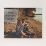 Aangepast bericht Aangepaste foto Legpuzzel<br><div class="desc">Deze puzzel is klaar om gepersonaliseerd te worden met je eigen foto en je eigen aangepast bericht. Uw bericht verschijnt in zwarte manuscriptletters tegen een transparante witte bekleding van het label. Creëer gepersonaliseerde cadeaus voor verjaardagen,  verjaardagen en meer.</div>