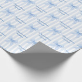 Aangepast bericht Blauw Coquette Bogen Gefelicitee Cadeaupapier (Hoek)