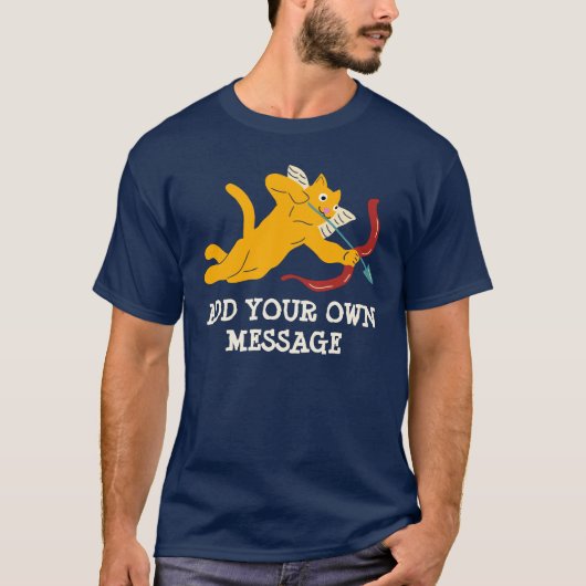 Aangepast bericht Cat Cupid Valentijnsdag Graphic T-shirt (Voorkant)