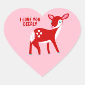 Aangepast bericht Cute Red Deer Valentijnsdag Hart Sticker (Voorkant)