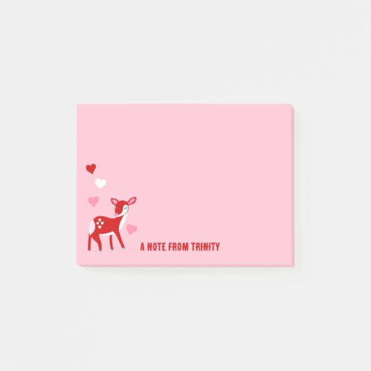 Aangepast bericht Cute Red Deer Valentijnsdag Post-it® Notes (Voorkant)