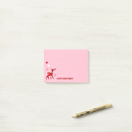Aangepast bericht Cute Red Deer Valentijnsdag Post-it® Notes (Op bureau)