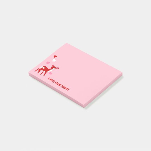 Aangepast bericht Cute Red Deer Valentijnsdag Post-it® Notes (Schuin)