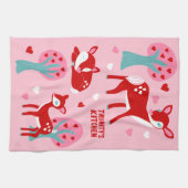 Aangepast bericht Cute Red Deer Valentijnsdag Theedoek (Horizontaal)