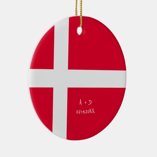 Aangepast bericht Denemarken Vlag Keramisch Ornament (Rechts)