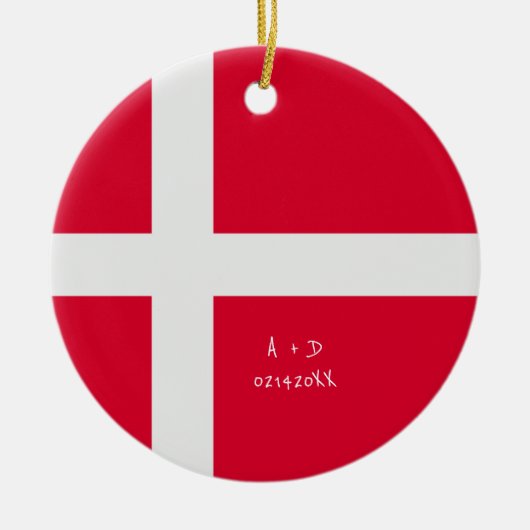 Aangepast bericht Denemarken Vlag Keramisch Ornament (Voorkant)