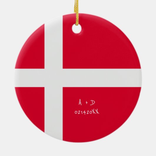 Aangepast bericht Denemarken Vlag Keramisch Ornament (Achterkant)