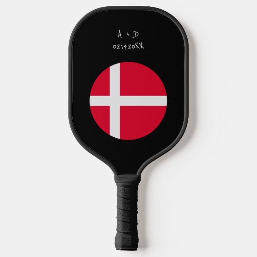 Aangepast bericht Denemarken Vlag Pickleball Paddle (Achterkant)