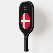 Aangepast bericht Denemarken Vlag Pickleball Paddle (Links)