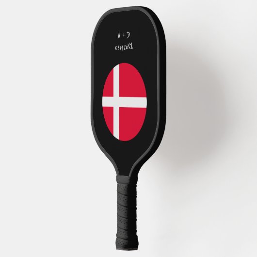 Aangepast bericht Denemarken Vlag Pickleball Paddle (Links)