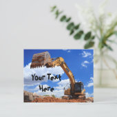 Aangepast bericht Digger Tractor Briefkaart (Staand voorkant)