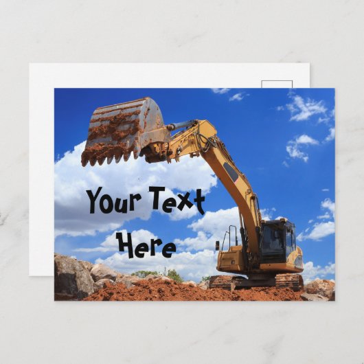 Aangepast bericht Digger Tractor Briefkaart (Voorkant / Achterkant)