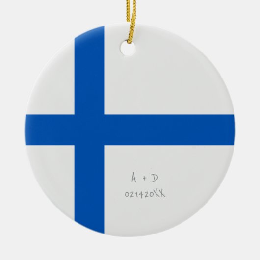 Aangepast bericht Finland Vlag Keramisch Ornament (Voorkant)