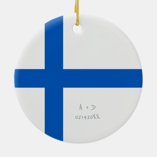 Aangepast bericht Finland Vlag Keramisch Ornament (Achterkant)