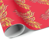 Aangepast bericht - Flampje Phoenix stijgt op rood Cadeaupapier (Rol Hoek)