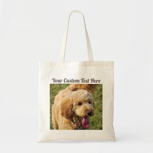 Aangepast bericht Goldendole Dog Tote Bag (Voorkant)