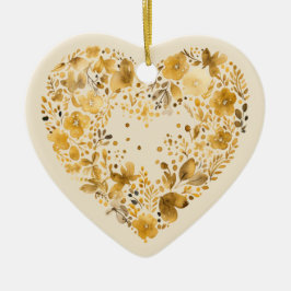 Aangepast bericht Gouden kleurrijke Floral Heart G Keramisch Ornament
