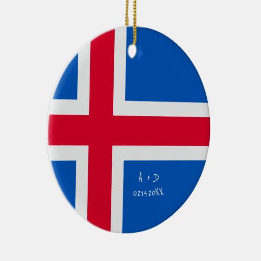 Aangepast bericht IJslandse vlag Keramisch Ornament (Rechts)