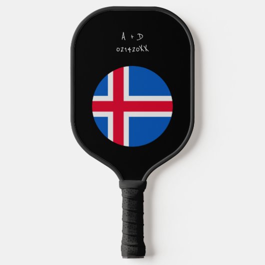 Aangepast bericht IJslandse vlag Pickleball Paddle (Voorkant)