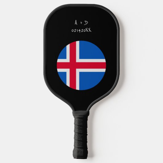 Aangepast bericht IJslandse vlag Pickleball Paddle (Achterkant)
