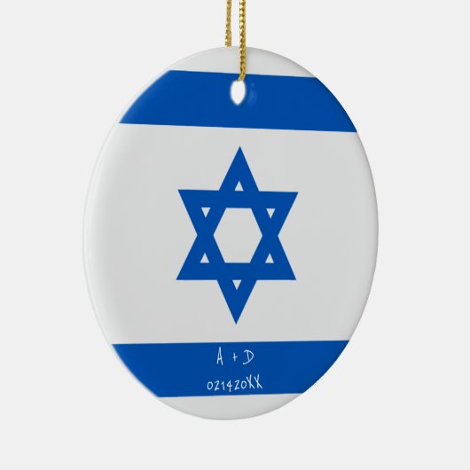Aangepast bericht Israël Vlag Keramisch Ornament (Rechts)