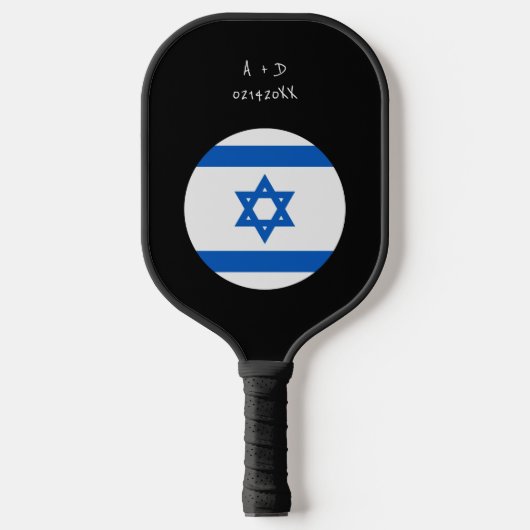 Aangepast bericht Israël Vlag Pickleball Paddle (Voorkant)