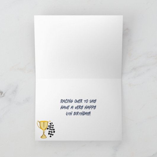 Aangepast Bericht Jongens 4e verjaardag Kaart (Binnen)