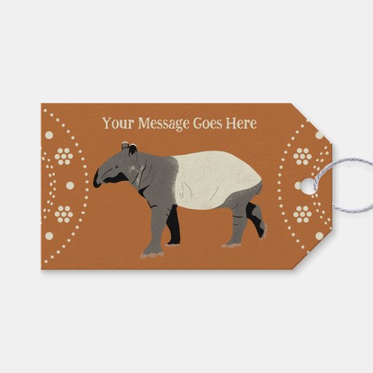 Aangepast bericht Maleise of Aziatische tapir Cadeaulabel (Voorkant (Horizontaal))