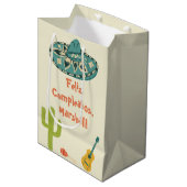 Aangepast bericht Mexicaanse thema verjaardag Medium Cadeauzakje (Voorkant Gekanteld)