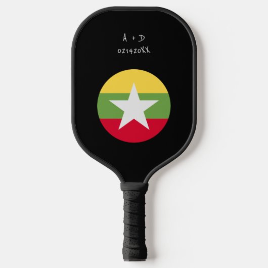 Aangepast bericht Myanmar vlag Pickleball Paddle (Voorkant)