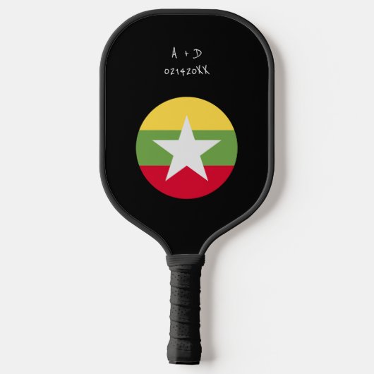 Aangepast bericht Myanmar vlag Pickleball Paddle (Achterkant)