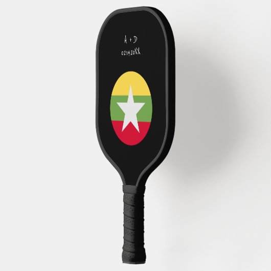 Aangepast bericht Myanmar vlag Pickleball Paddle (Links)