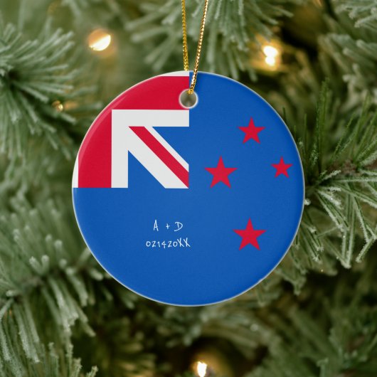 Aangepast bericht Nieuw-Zeelandse vlag Keramisch Ornament (Boom)