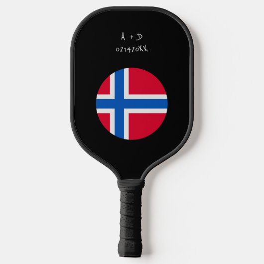 Aangepast bericht Noorwegen Vlag Pickleball Paddle (Achterkant)