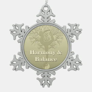 Aangepast bericht of naam Yoga-structuur Tin Sneeuwvlok Ornament