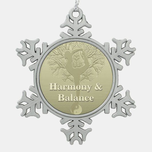 Aangepast bericht of naam Yoga-structuur Tin Sneeuwvlok Ornament (Voorkant)