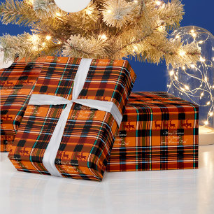 Aangepast bericht op Christmas plaid rendier Cadeaupapier