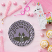 Aangepast bericht Paarse, houtskool grijs Cartoon  Papieren Bordje (Feest)