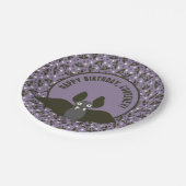 Aangepast bericht Paarse, houtskool grijs Cartoon  Papieren Bordje (Gekanteld)